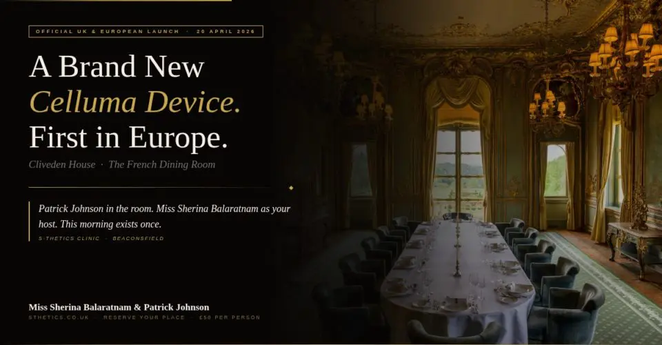 UK & European Celluma Launch: Patrick Johnson & Miss Sherina Balaratnam at Cliveden House | S-Thetics Clinic